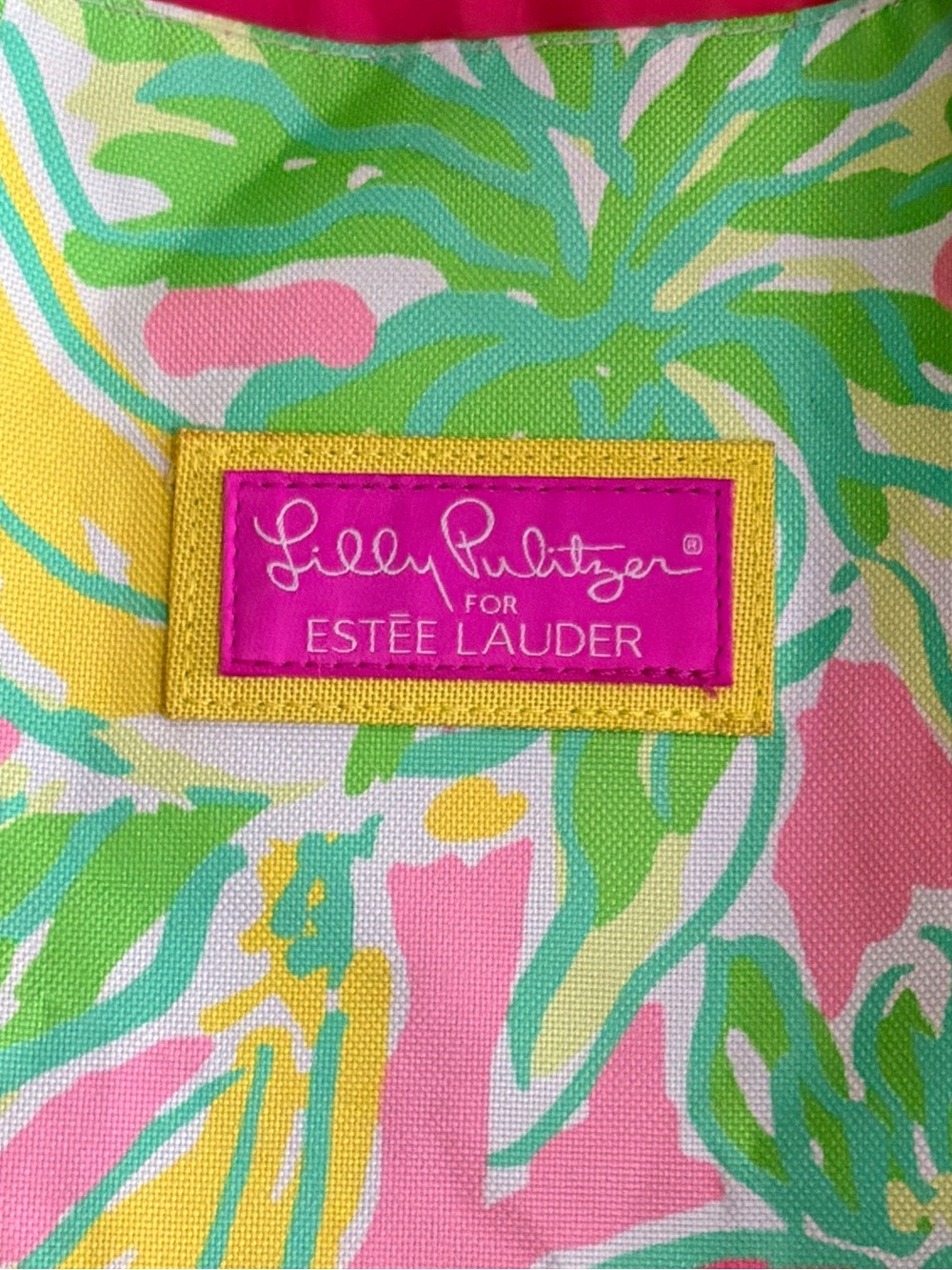 Lilly Pulitzer X Estée Lauder Pink Tropical Canvas Tote - Picture 2 of 5